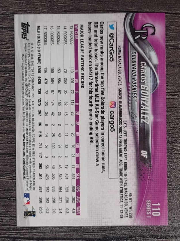 2018 Topps #110 Carlos Gonzalez