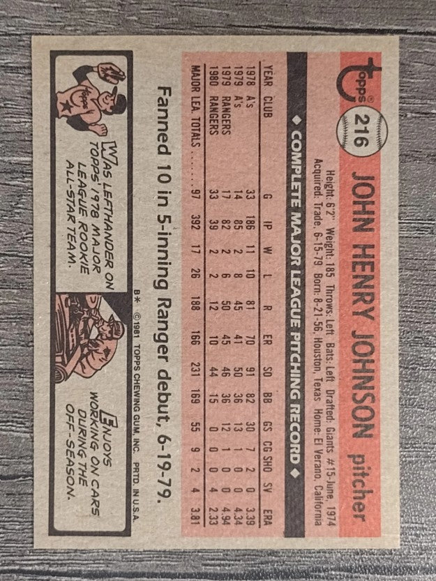 1981 Topps #216 John Henry Johnson