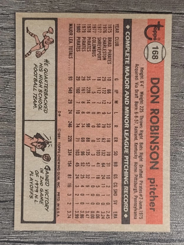 1981 Topps #168 Don Robinson