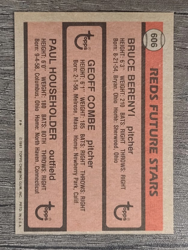 1981 Topps #606 Bruce Berenyi RC/Geoff Combe RC/Paul Householder RC
