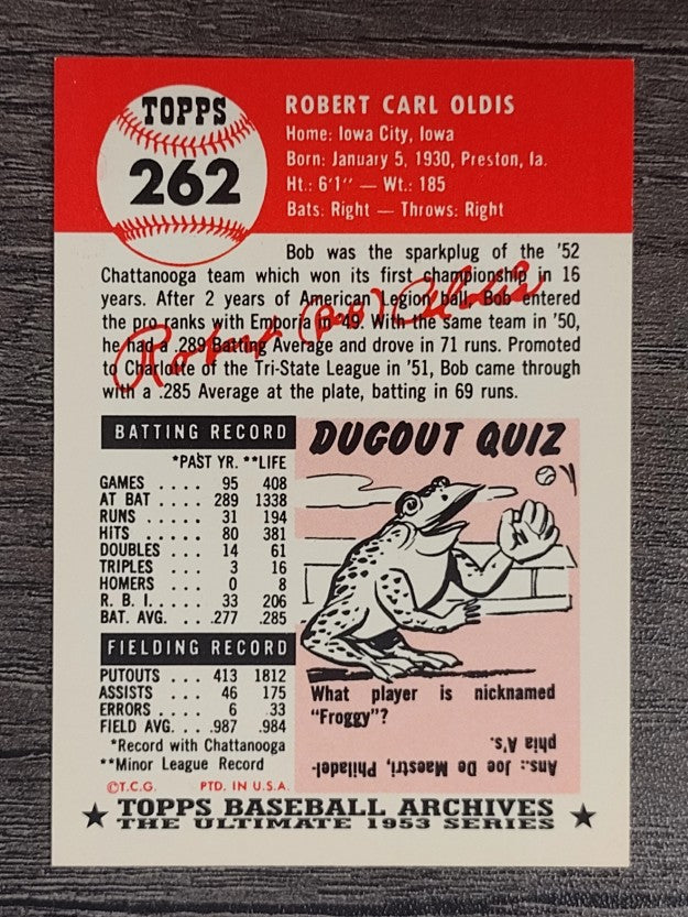 1991 Topps Archives '53 #262 Bob Oldis
