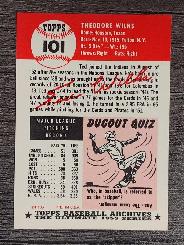 1991 Topps Archives '53 #101 Ted Wilks