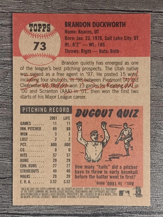 2002 Topps Heritage #73 Brandon Duckworth