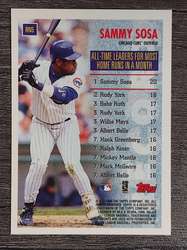 1999 Topps Record Numbers #RN5 Sammy Sosa