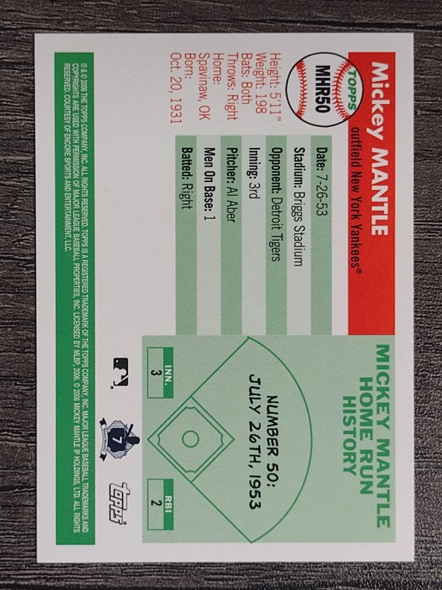 2006 Topps Mantle Home Run History #50 Mickey Mantle