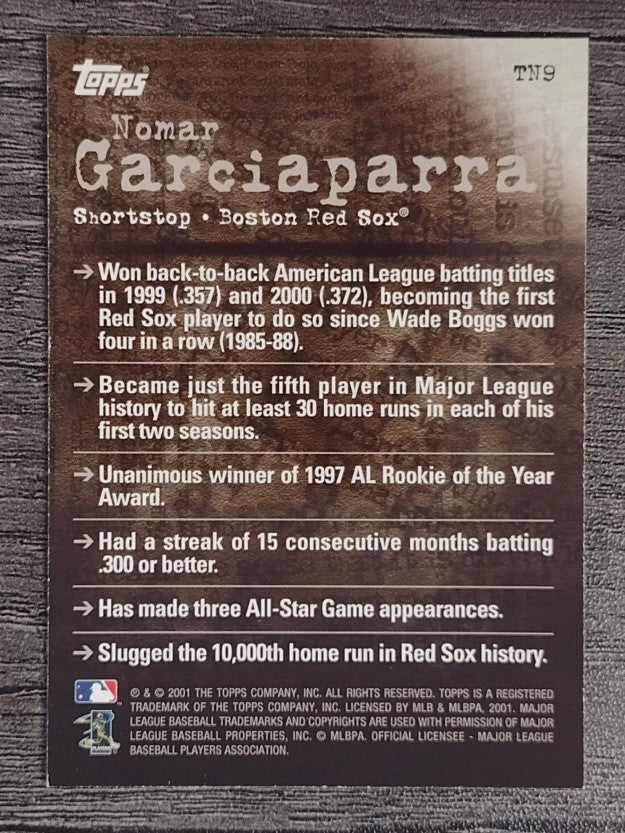 2001 Topps Noteworthy #TN9 Nomar Garciaparra