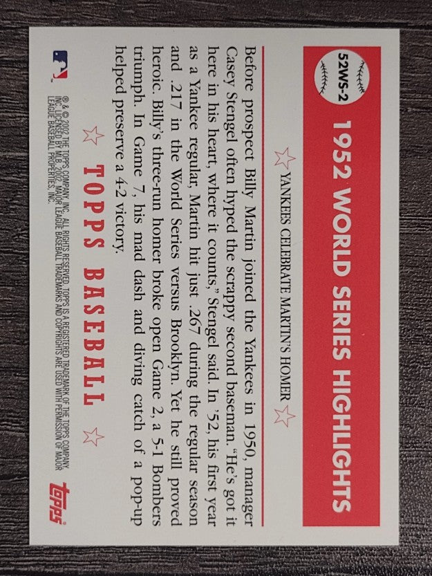 2002 Topps '52 World Series Highlights #52WS2 Billy Martin's Homer 2