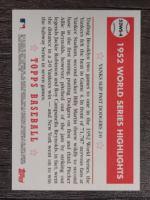 2002 Topps '52 World Series Highlights #52WS4 Yanks Slip Dodgers 2
