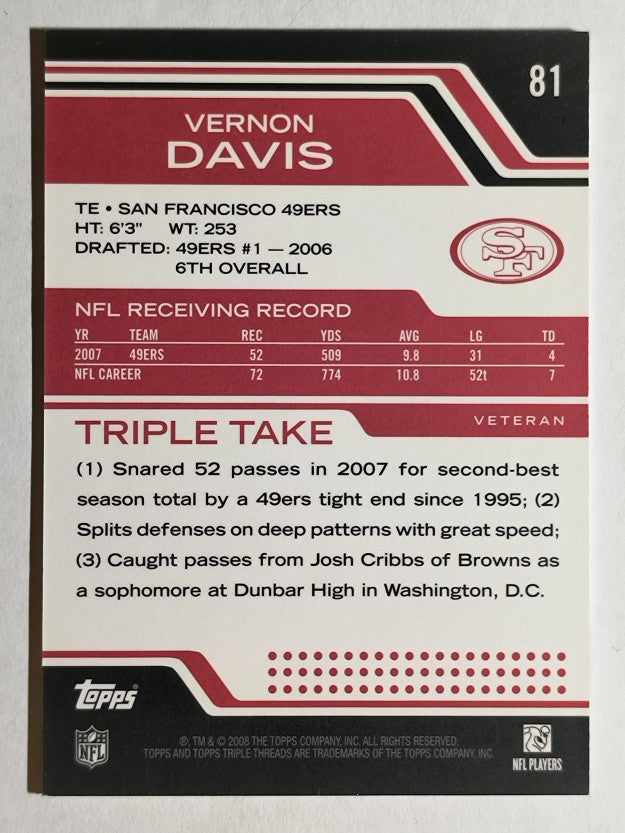 2008 Topps Triple Threads #81 Vernon Davis