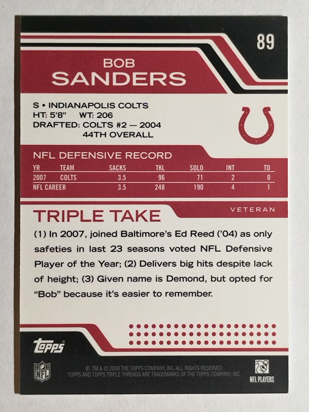 2008 Topps Triple Threads #89 Bob Sanders