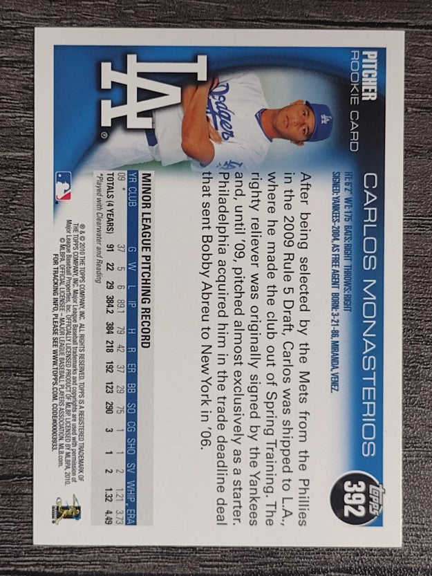 2010 Topps #392 Carlos Monasterios RC
