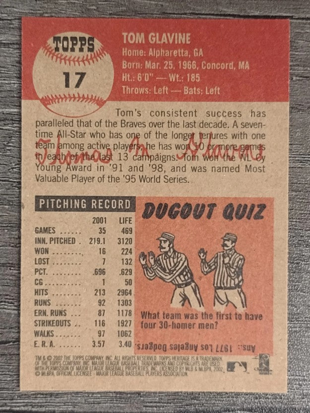 2002 Topps Heritage #17 Tom Glavine