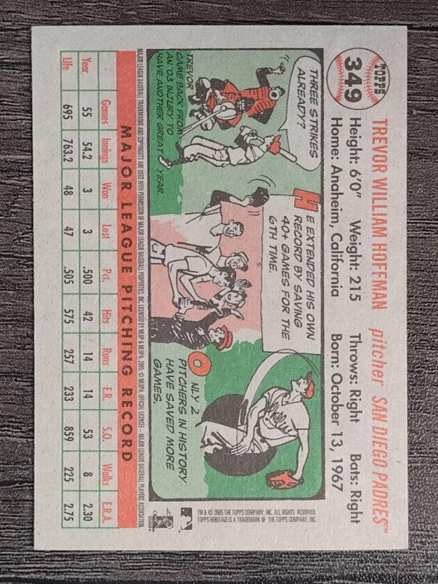 2005 Topps Heritage White Backs #349 Trevor Hoffman