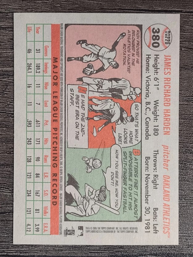 2005 Topps Heritage White Backs #380 Rich Harden