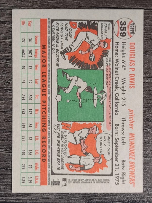 2005 Topps Heritage White Backs #359 Doug Davis