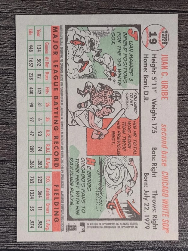 2005 Topps Heritage White Backs #19 Juan Uribe