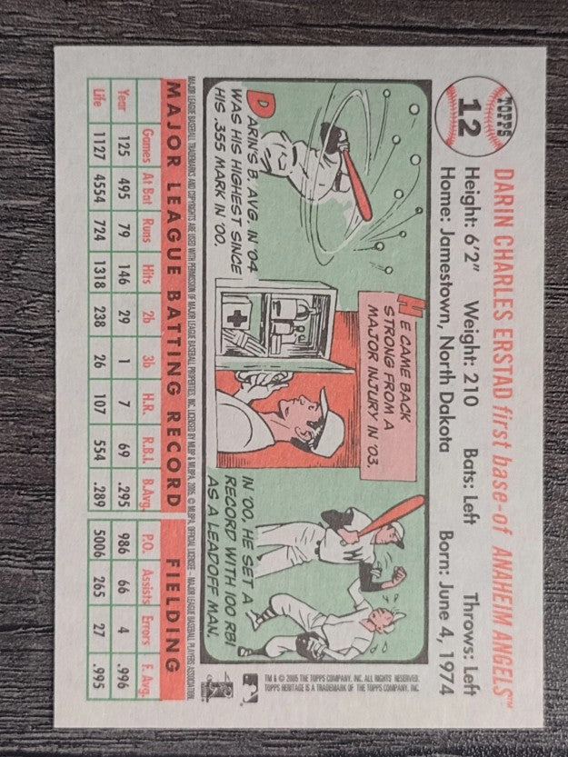 2005 Topps Heritage White Backs #12 Darin Erstad