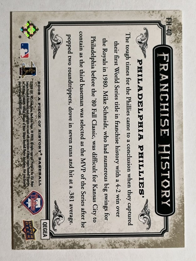 2008 UD A Piece of History Franchise History #FH40 Jimmy Rollins