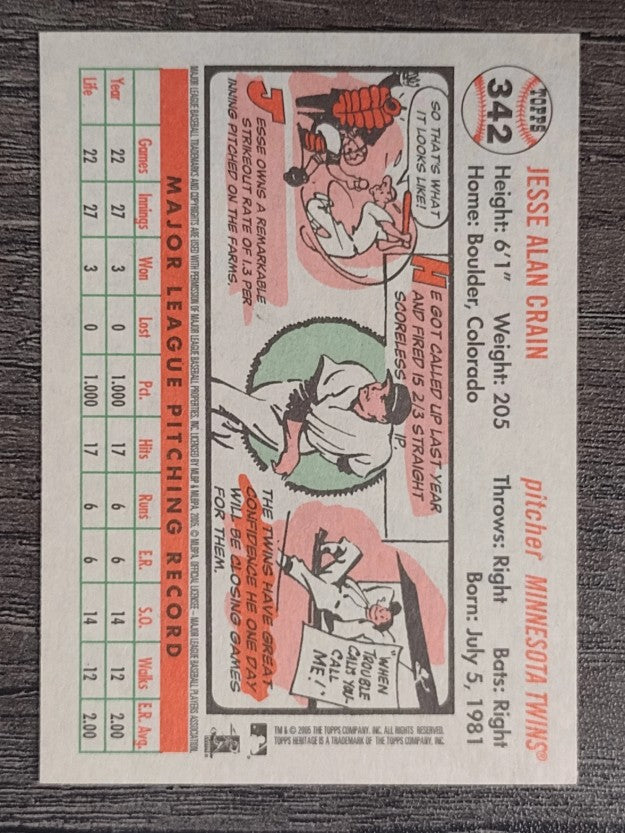 2005 Topps Heritage White Backs #342 Jesse Crain