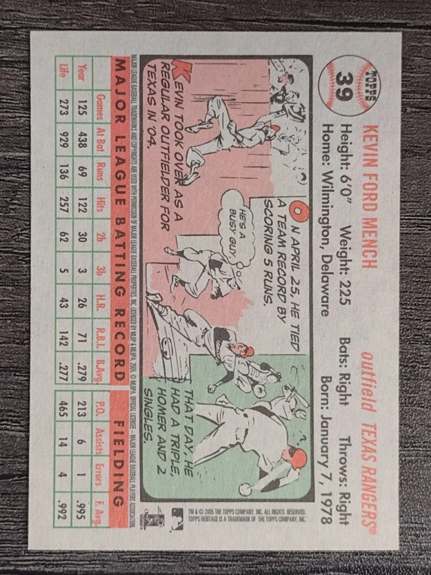 2005 Topps Heritage White Backs #39 Kevin Mench