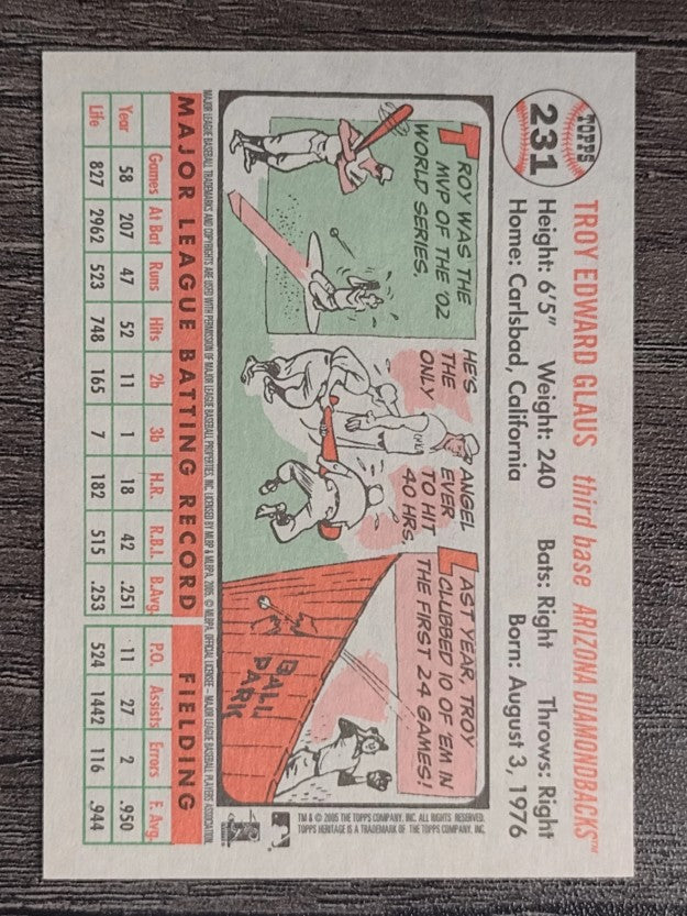 2005 Topps Heritage White Backs #231 Troy Glaus