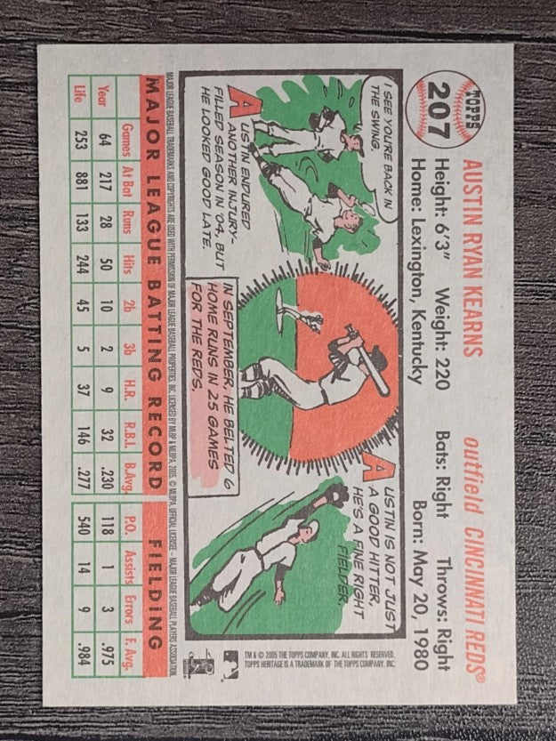 2005 Topps Heritage White Backs #207 Austin Kearns