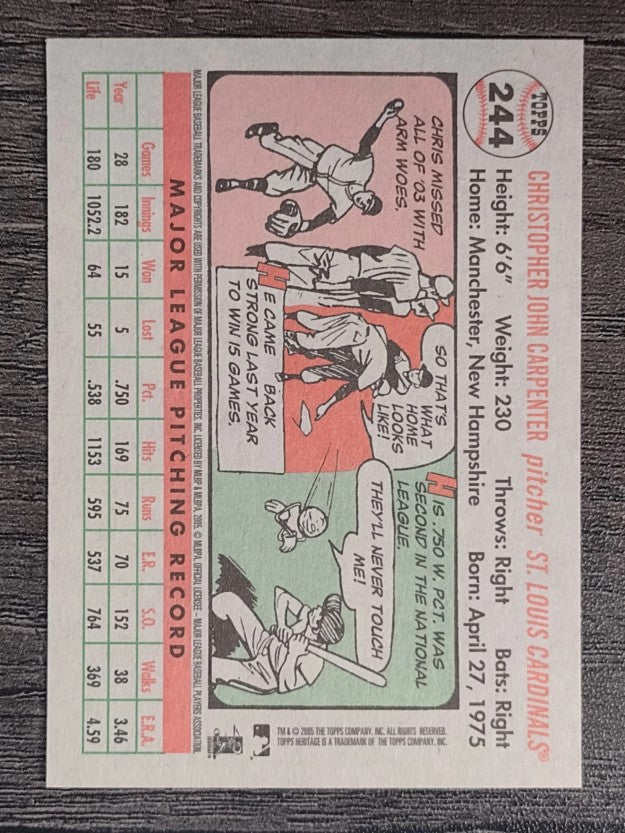 2005 Topps Heritage White Backs #244 Chris Carpenter
