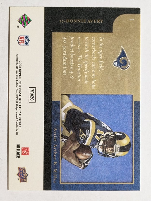 2008 UD Masterpieces #1 Donnie Avery RC