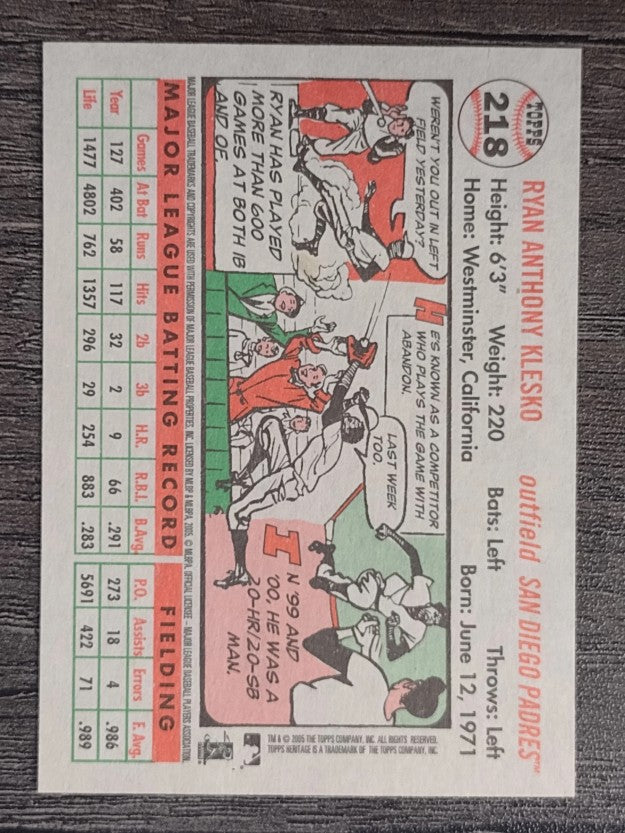 2005 Topps Heritage White Backs #218 Ryan Klesko
