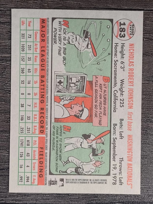 2005 Topps Heritage White Backs #183 Nick Johnson