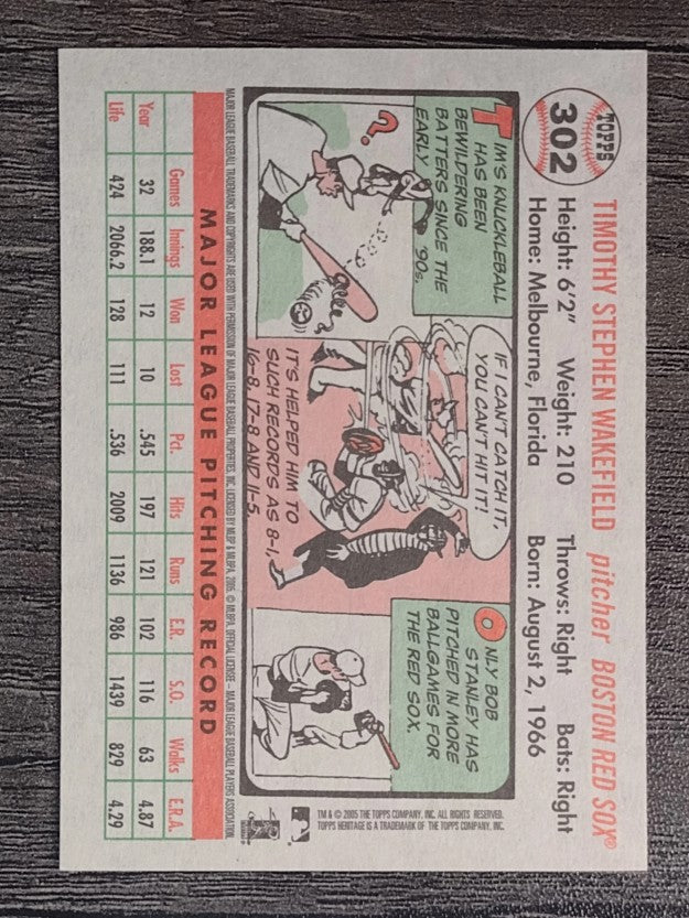 2005 Topps Heritage White Backs #302 Tim Wakefield