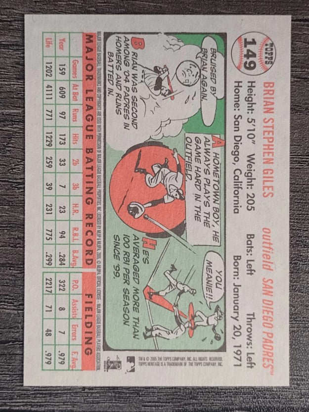 2005 Topps Heritage White Backs #149 Brian Giles