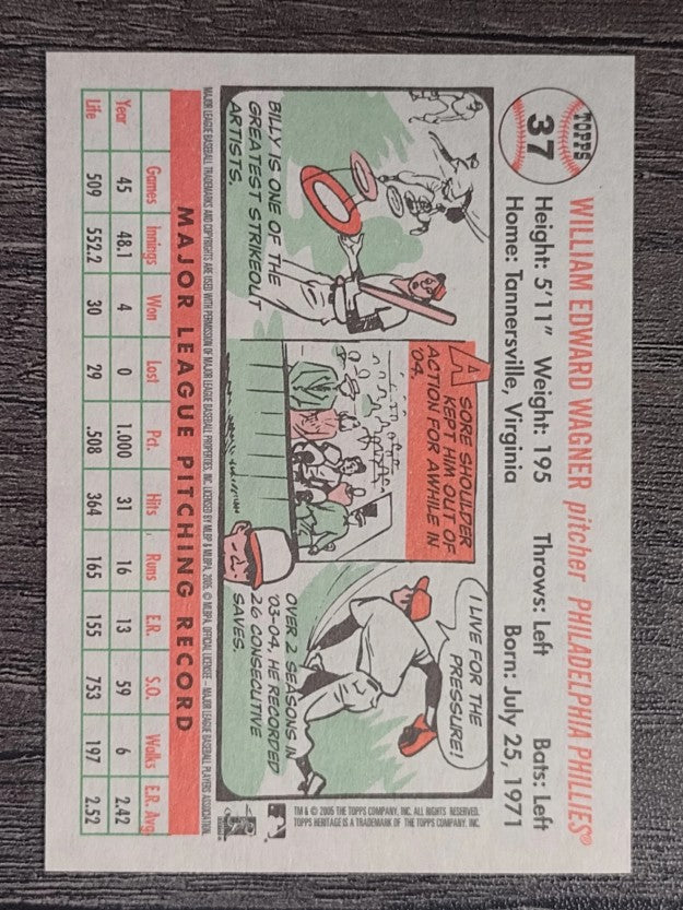 2005 Topps Heritage White Backs #37 Billy Wagner