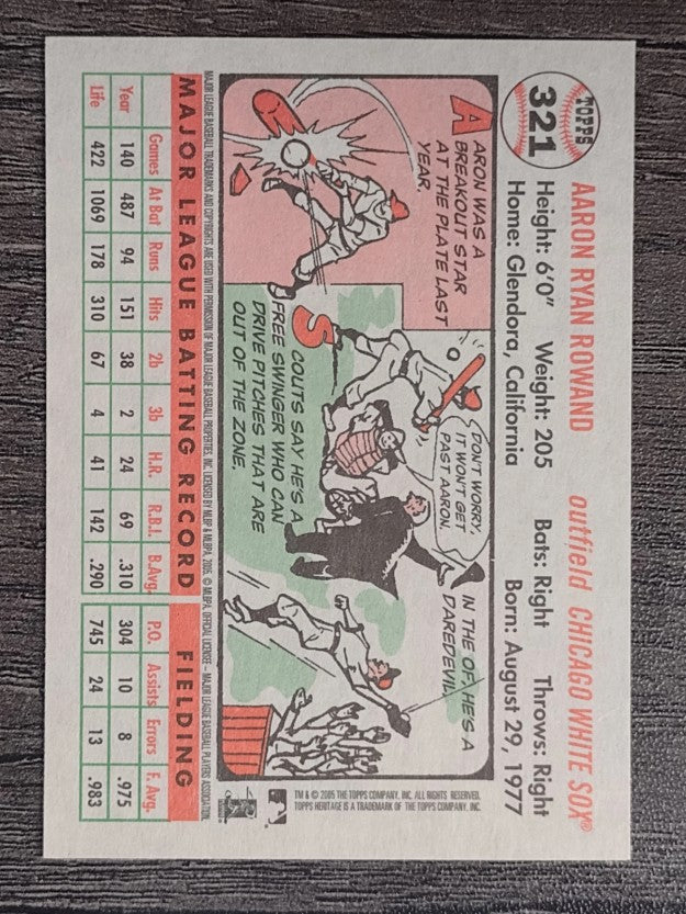 2005 Topps Heritage White Backs #321 Aaron Rowand