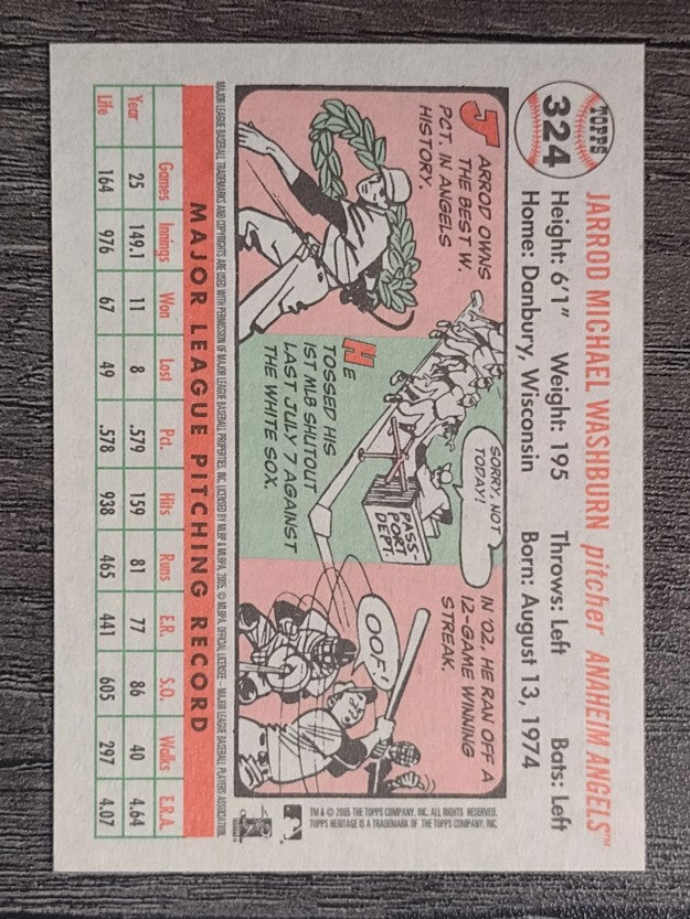 2005 Topps Heritage White Backs #324 Jarrod Washburn