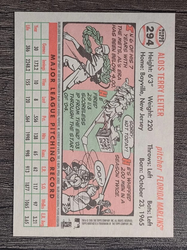 2005 Topps Heritage White Backs #294 Al Leiter