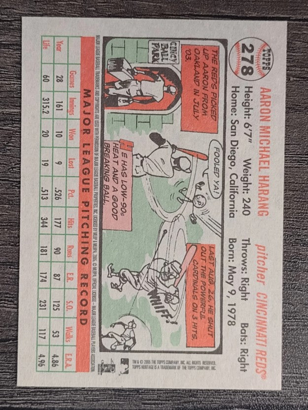 2005 Topps Heritage White Backs #278 Aaron Harang