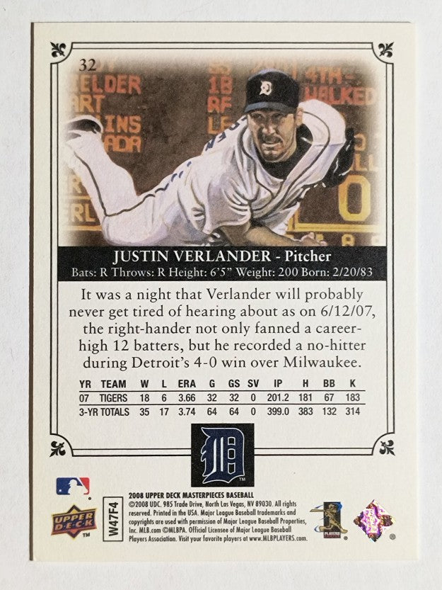 2008 UD Masterpieces #32 Justin Verlander