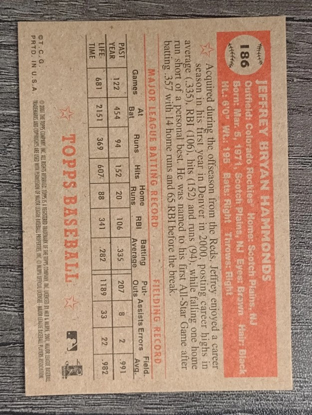 2001 Topps Heritage #186 Jeffrey Hammonds