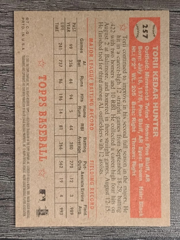 2001 Topps Heritage #257 Torii Hunter
