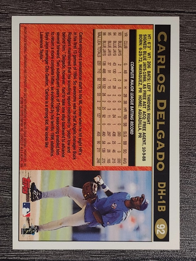 1997 Topps #92 Carlos Delgado