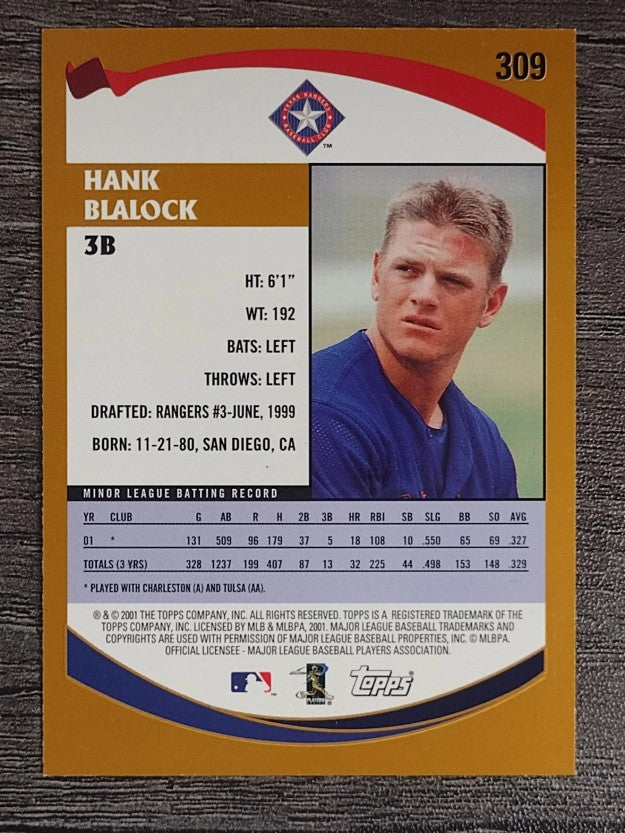 2002 Topps #309 Hank Blalock PROS