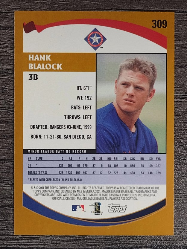 2002 Topps #309 Hank Blalock PROS