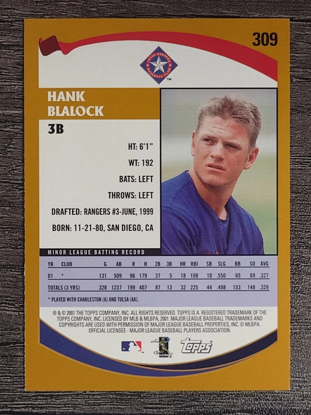 2002 Topps #309 Hank Blalock PROS