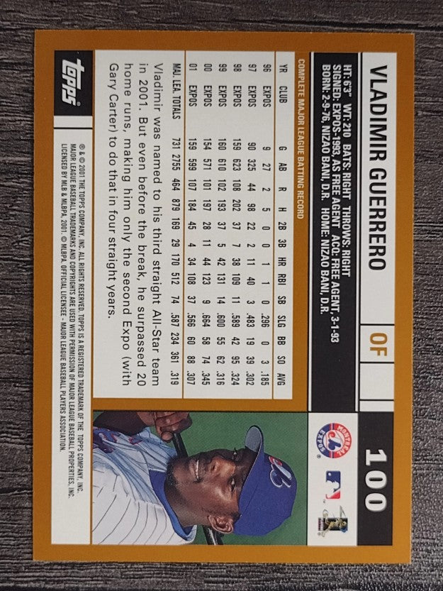 2002 Topps #100 Vladimir Guerrero