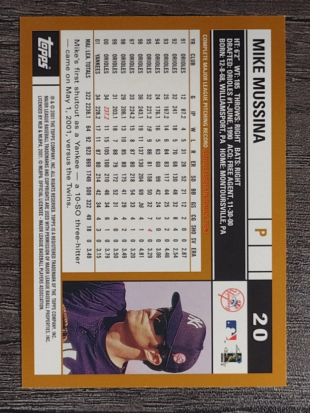 2002 Topps #20 Mike Mussina