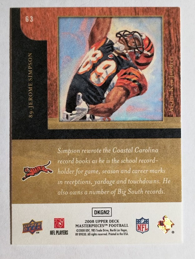 2008 UD Masterpieces #63 Jerome Simpson RC