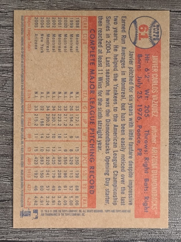 2006 Topps Heritage #61 Javier Vazquez