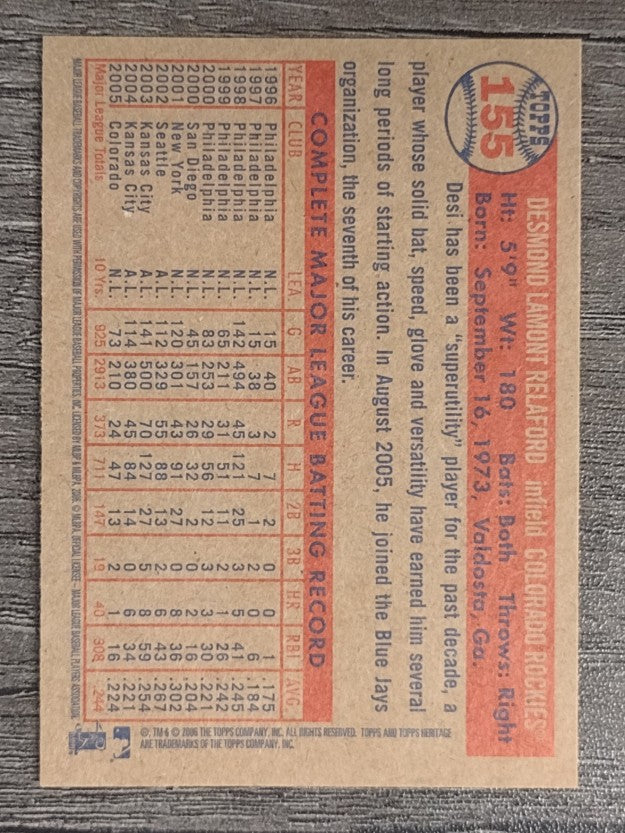 2006 Topps Heritage #155 Desi Relaford