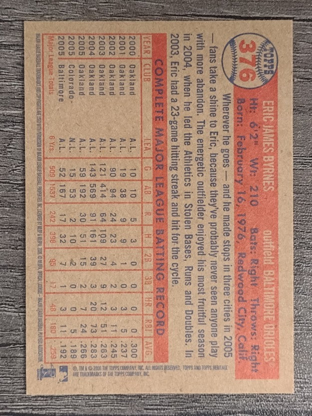 2006 Topps Heritage #376 Eric Byrnes